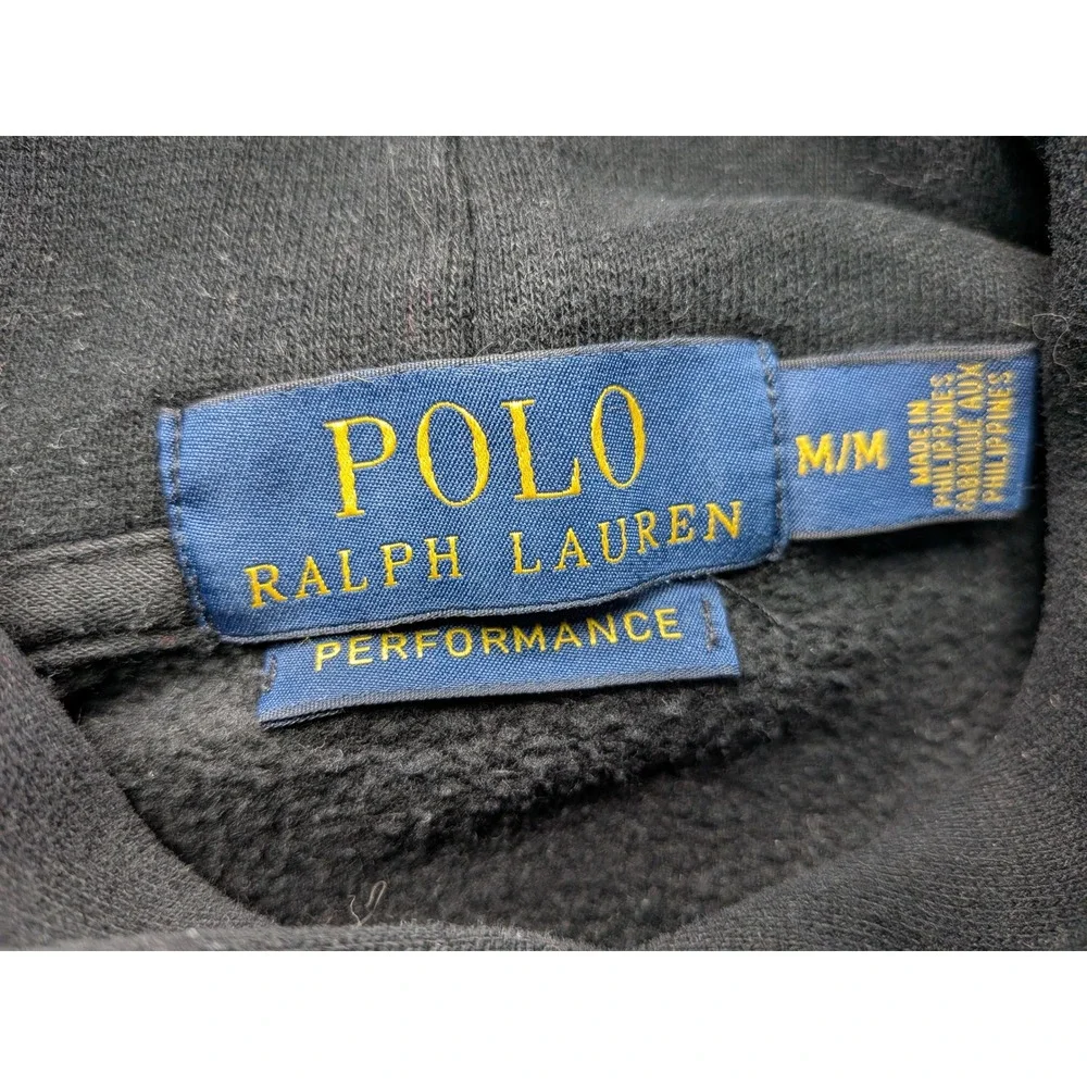 Polo Ralph Lauren Performance Hoodie Mens Medium Black Pony Logo Sweatshirt